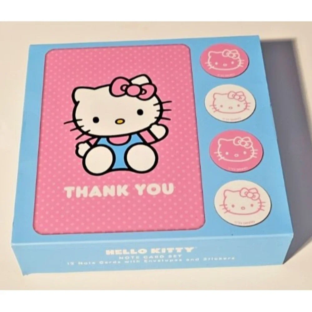 NEW Hello Kitty Note Card Set 12 Thank you Note Cards (Blank inside)